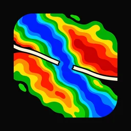 The Herebeat app icon: a colourful road and water mark on black.