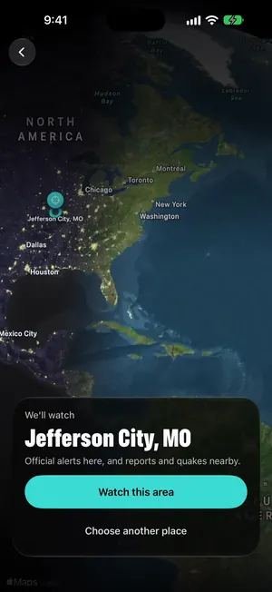 Herebeat 1.1 motion still: Globe turning to North America (onboarding).