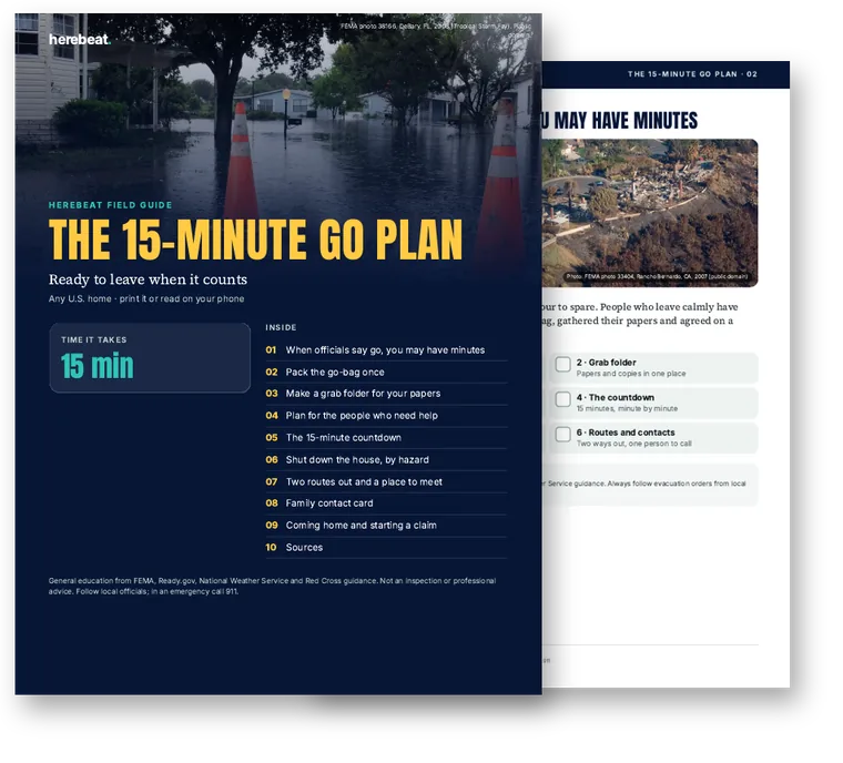 The 15-Minute Go Plan cover and a sample page